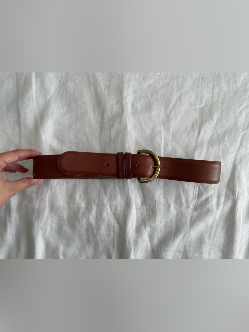 Coach British Tan Leather Belt with Brass Buckle - Picture 3 of 5
